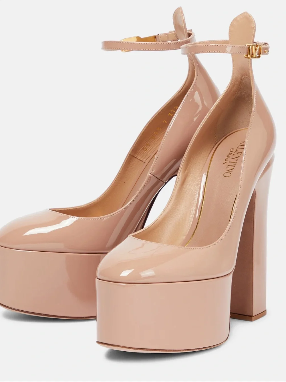 Valentino Tan-Go Patent Nude Platform Pumps - Size 9